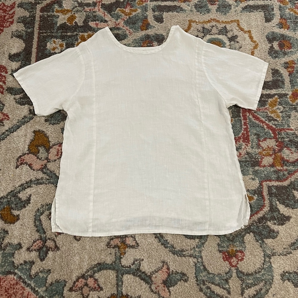 White 100% Linen Shirt/Blouse -size small
